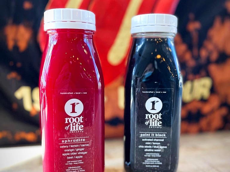 Aphrodite and Paint It Black at Root of Life Juicery