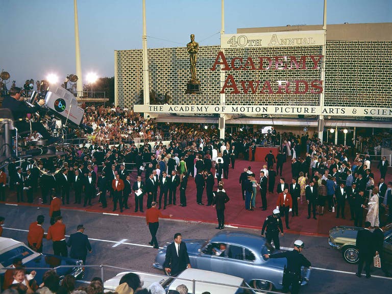 The red carpet at the Santa Monica Civic Auditorium during the 40th Annual Academy Awards (1968)