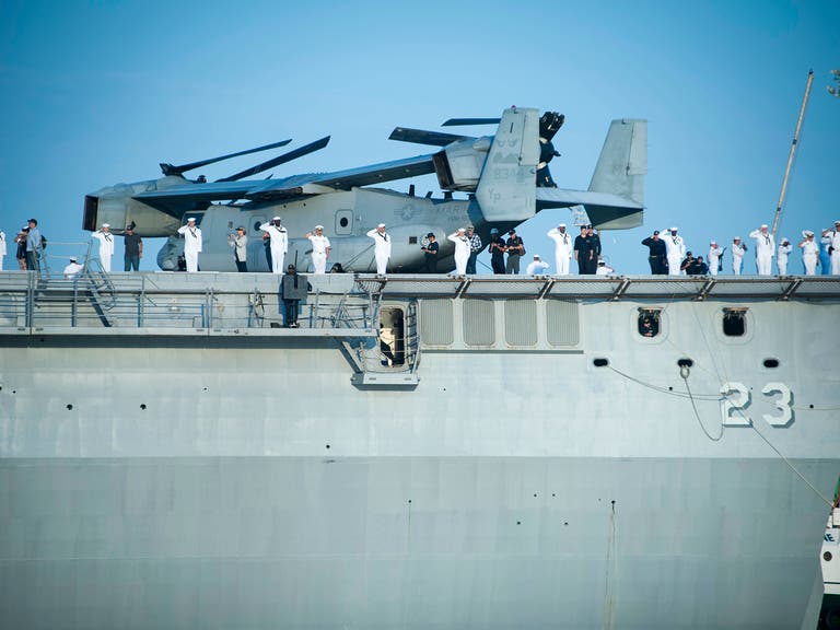 Sailors manning the rails at LA Fleet Week.