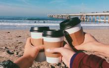 Coffee on the beach from The Cow's End Cafe l Instagram by @washingtonsquarevenice